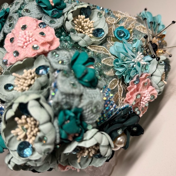 Floral Competition Crown – Blue & Pink with Sparkle Accents - Picture 6 of 9